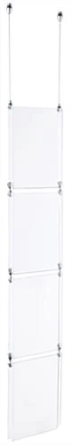 (4) 8.5 X 11 Ceiling Sign Holders With 16-foot Steel Cable System - Clear