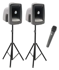 Anchor Audio PA System, Two Speakers, Two Stands, One Wireless Microphone - Black