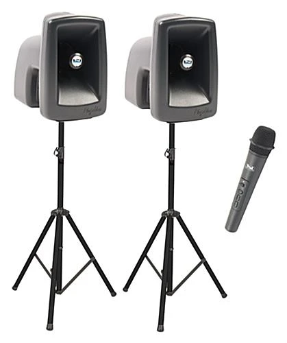 Anchor Audio PA System, Two Speakers, Two Stands, One Wireless Microphone - Black 1 Anchor Audio PA System, Two Speakers, Two Stands, One Wireless Microphone - Black