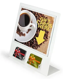 Workshop Series Gift Card Display, 2 Pockets & 11 X 8.5 Slide-in Sign Holder - White