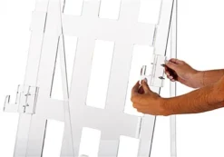 Acrylic Display Easel For Floor, H Frame Design, Height Adjustable Hooks - Clear -UZI Business Furniture Shop aceasflhfr.ra2 preview