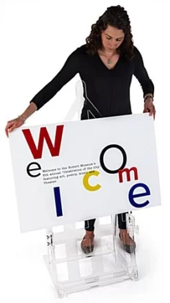 Acrylic Display Easel For Floor, H Frame Design, Height Adjustable Hooks - Clear -UZI Business Furniture Shop aceasflhfr.ra3 preview