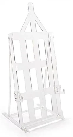 Acrylic Display Easel For Floor, H Frame Design, Height Adjustable Hooks - Clear