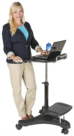 Height Adjustable Laptop Stand, Printer Shelf, Mouse Pad & Cup Holder - Black -UZI Business Furniture Shop adtmwsa1.ra4 preview