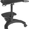 Height Adjustable Laptop Stand, Printer Shelf, Mouse Pad & Cup Holder - Black