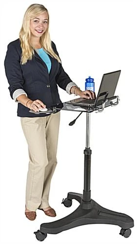 Height Adjustable Laptop Stand, Mouse Pad & Cup Holder – Black 5 Height Adjustable Laptop Stand, Mouse Pad & Cup Holder – Black - Image 5