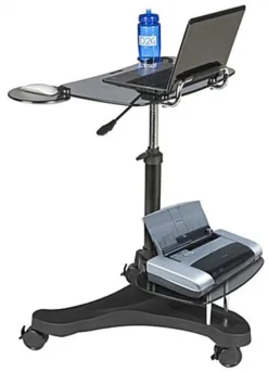 Height Adjustable Laptop Stand, Printer Shelf, Mouse Pad & Cup Holder – Black -UZI Business Furniture Shop adtmwsd4.ra2 preview