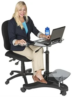 Height Adjustable Laptop Stand, Printer Shelf, Mouse Pad & Cup Holder – Black -UZI Business Furniture Shop adtmwsd4.ra3 preview