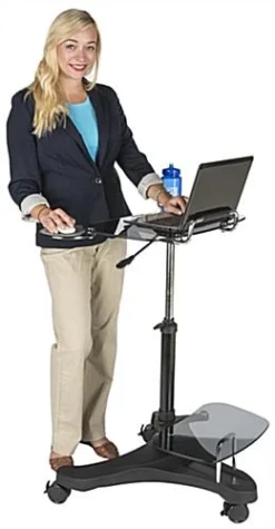 Height Adjustable Laptop Stand, Printer Shelf, Mouse Pad & Cup Holder – Black -UZI Business Furniture Shop adtmwsd4.ra4 preview