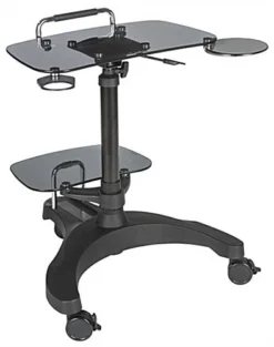 Height Adjustable Laptop Stand, Printer Shelf, Mouse Pad & Cup Holder – Black