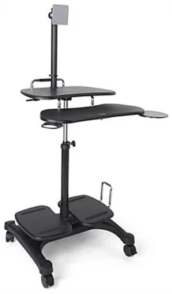 Sit/Stand Computer Workstation, For Monitors Up To 27”, CPU & Printer Shelves– Black