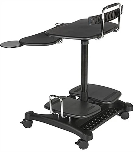 Height Adjustable Laptop Stand For 27” Monitors, Keyboard Shelf & Mouse Pad - Black 2 Height Adjustable Laptop Stand For 27” Monitors, Keyboard Shelf & Mouse Pad - Black - Image 2