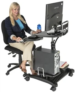 Height Adjustable Laptop Stand For 27” Monitors, Keyboard Shelf & Mouse Pad - Black 15 Height Adjustable Laptop Stand For 27” Monitors, Keyboard Shelf & Mouse Pad - Black -UZI Business Furniture Shop adtmwsf6.ra3 preview