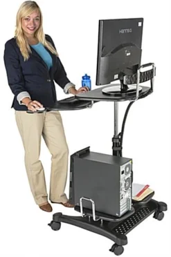 Height Adjustable Laptop Stand For 27” Monitors, Keyboard Shelf & Mouse Pad - Black 16 Height Adjustable Laptop Stand For 27” Monitors, Keyboard Shelf & Mouse Pad - Black -UZI Business Furniture Shop adtmwsf6.ra4 preview