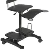 Height Adjustable Laptop Stand For 27” Monitors, Keyboard Shelf & Mouse Pad - Black