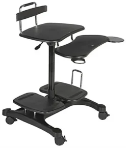 Height Adjustable Laptop Stand For 27” Monitors, Keyboard Shelf & Mouse Pad - Black
