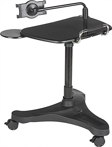 Height Adjustable Laptop Stand With Universal Tablet Holder - Black 2 Height Adjustable Laptop Stand With Universal Tablet Holder - Black - Image 2