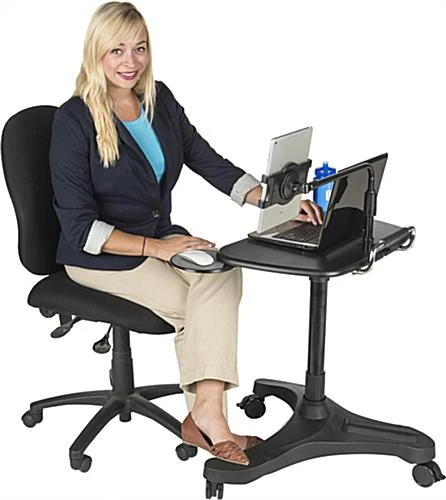 Height Adjustable Laptop Stand With Universal Tablet Holder - Black 4 Height Adjustable Laptop Stand With Universal Tablet Holder - Black - Image 4