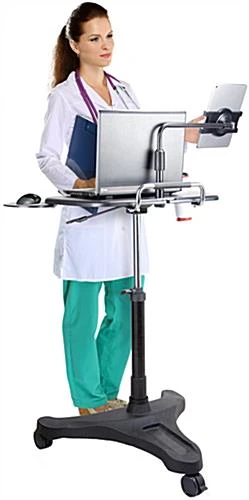 Height Adjustable Laptop Stand With Universal Tablet Holder - Black 5 Height Adjustable Laptop Stand With Universal Tablet Holder - Black - Image 5