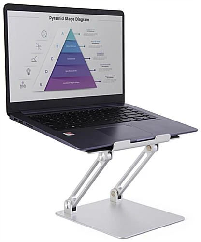 9.37" D Aluminum Laptop Stand, Portable, Adjustable Angle And Height - Silver 2 9.37" D Aluminum Laptop Stand, Portable, Adjustable Angle And Height - Silver - Image 2