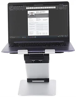 9.4" D Sit Stand Laptop Holder W/ Height & Adjustable Angle, Portable - Silver -UZI Business Furniture Shop alstlpst.ra2 preview