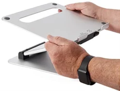 9.4" D Sit Stand Laptop Holder W/ Height & Adjustable Angle, Portable - Silver -UZI Business Furniture Shop alstlpst.ra6 preview