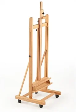 24.75" Wood Studio Easel For Floor With Tilt, Adjustable Shelf, Wheels - Natural -UZI Business Furniture Shop artsnfb2.ra2 preview