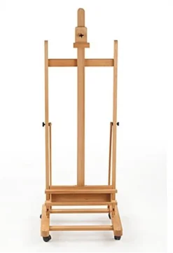 24.75" Wood Studio Easel For Floor With Tilt, Adjustable Shelf, Wheels - Natural