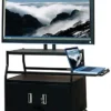 TV Cart With Mount For Monitors Up To 55", With Storage Cabinet & Laptop Tray - Black