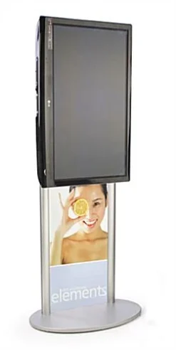 TV Stand With Poster Holder, Fits Monitors 42 To 60-Inch, Oval Base - Silver -UZI Business Furniture Shop avappst.ra2 preview