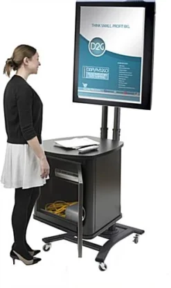 TV Stand With Locking Cabinet, Fits Monitors 32”-70”, Landscape - Black -UZI Business Furniture Shop avc3270bk2.renv preview