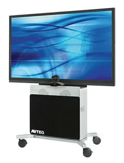 TV Cart With Storage Cabinet, Mount Fits Monitors Up To 80" - Black