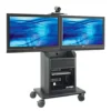 TV Cart With 2 Mounts For Monitors 55", Height-adjustable Camera Shelf - Black