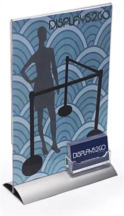 Workshop Series 8.5 X 11 Sign Holder, Business Card Compartment, Snap Base - Clear