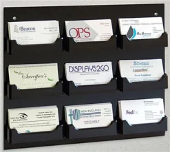 Workshop Series 9-Pocket Acrylic Business Card Holder For Wall, Open Pockets - Black