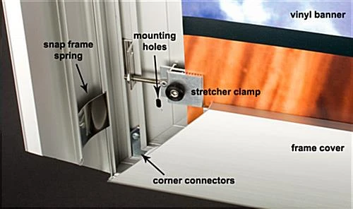 4' X 8' Outdoor Banner Frame With Hinged Edges, Stretching Clamps - Silver 3 4' X 8' Outdoor Banner Frame With Hinged Edges, Stretching Clamps - Silver - Image 3