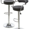 Adjustable Stool W/ Leatherette Seat, 360° Swivel, Backrest, Set Of 2 - Black