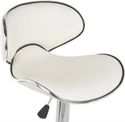 Adjustable Height Stool W/ Leatherette Seat, 360 Degree Swivel, Backrest - White -UZI Business Furniture Shop brstlpub1w.ra2 preview