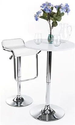 Adjustable Stool W/ Leatherette Seat, 360 Degree Swivel, Lip Back, Footrest - White -UZI Business Furniture Shop brstlpub2w.ra4 preview