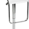 Adjustable Stool W/ Leatherette Seat, 360 Degree Swivel, Lip Back, Footrest - White