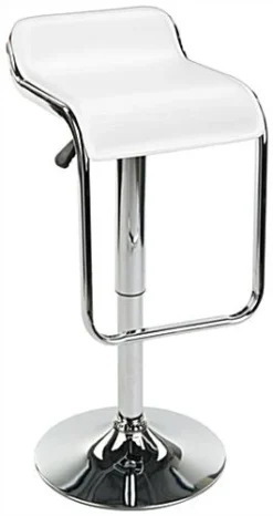 Adjustable Stool W/ Leatherette Seat, 360 Degree Swivel, Lip Back, Footrest - White