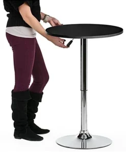 23.5” Round Cocktail Table, Height Adjustable - Black -UZI Business Furniture Shop brtbla1b.ra2 preview