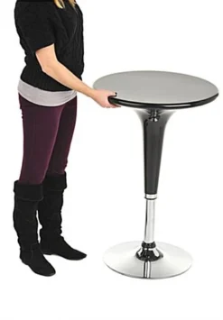24” Round Cocktail Table, Height Adjustable, 360 Degree Swivel - Black -UZI Business Furniture Shop brtblbf1.ra3 preview