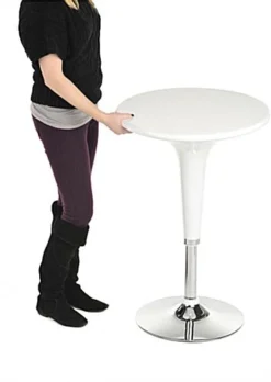24” Round Cocktail Table, Height Adjustable, 360 Degree Swivel - White -UZI Business Furniture Shop brtblbf1.ra4 preview