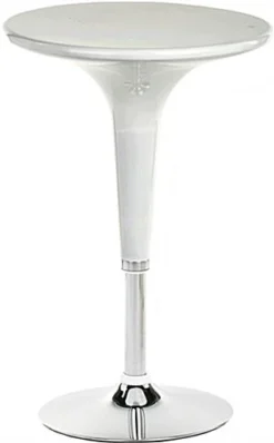 24” Round Cocktail Table, Height Adjustable, 360 Degree Swivel - White