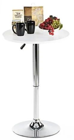 23.5” Round Cocktail Table, Height Adjustable - White -UZI Business Furniture Shop brtblwa1.ra2 preview