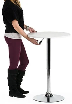 23.5” Round Cocktail Table, Height Adjustable - White -UZI Business Furniture Shop brtblwa1.ra5 preview