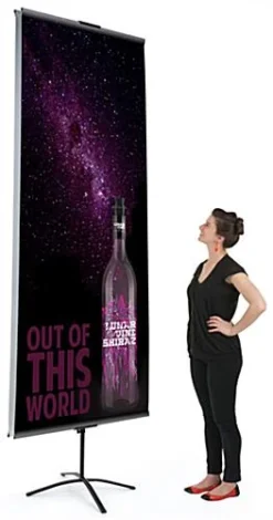 Banner Stand With Custom Graphic, Adjustable Height, Portable - Black -UZI Business Furniture Shop bs3696bkcb.ra2 preview