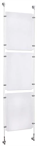 (3) 11 X 17 Sign Holders With Wall Mount Cable - Clear