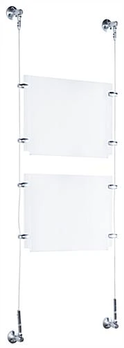 (2) 11 X 8.5 Sign Holders With Wall Mount Cable - Clear